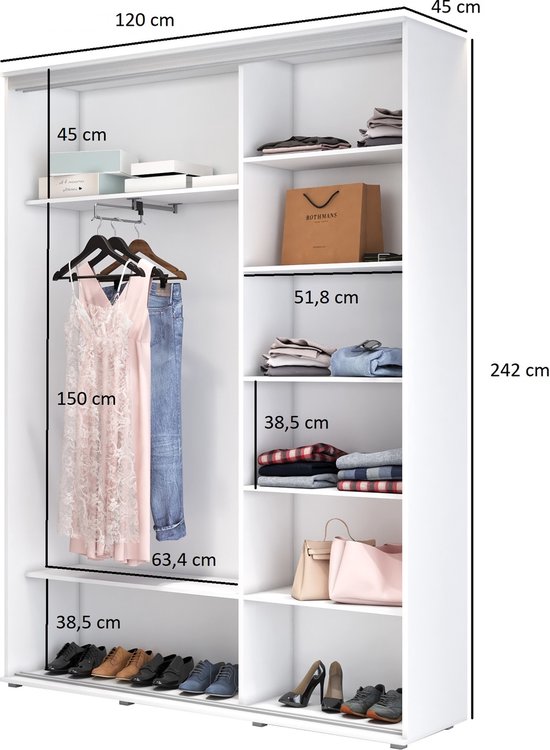Sweiko Modern 3-deurs Dressoir met verstelbare planken, U-vormige