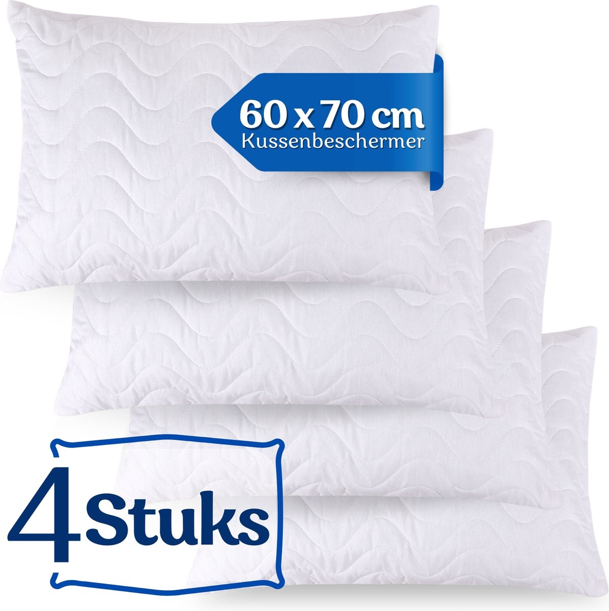 Tavas Kussenbeschermers 60 x 70 cm Set van 4 Kussenbeschermer Waterdicht Gewatteerd Kussen Beschermer Molton Kussenslopen