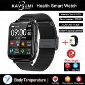 Nauwkeurige Meting Bloedglucose Smart Watch Insuline Bloedsuiker Pijnloos Meten Ecg + Ppg Hartslag Bloed Zuurstof Gezondheid Smartwatch Sport Horloge Geschikt Voor Android + Extra Zwarte Band