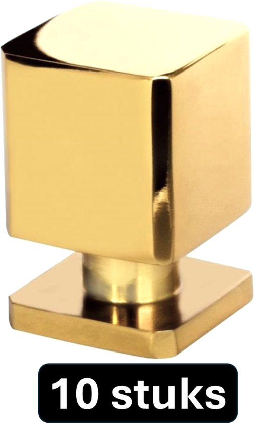 Kastknop Goud vierkant - Kastknoppen Goud - 10 stuks - Deurknopjes Goud voor kast - Deurknop Goud - Deurknopjes Goud - handgreep Goud - meubelknop Goud - Meubelknoppen Goud - Deurknopjes Goud - deurknoppen Goud - ladeknoppen voor deurtjes