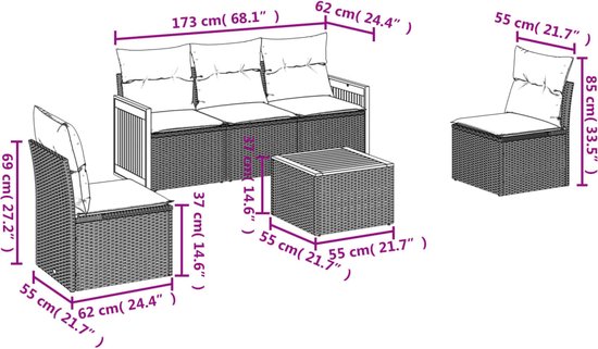 vidaXL-6-delige-Loungeset-met-kussens-poly-rattan-zwart