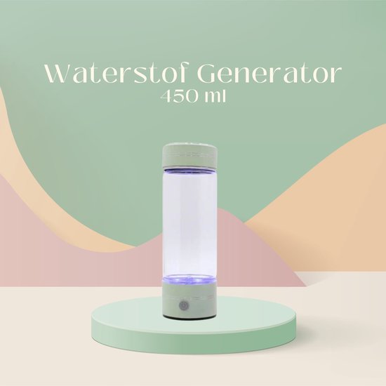 Waterstof Water Generator ionisator, Waterstof Alkaline Water Fles Machine Maker Draagbare PEM Technologie Maak Waterstofgehalte Tot 800-1200 PPB USB Oplaadbare Kleurrijke Lichten 450ML