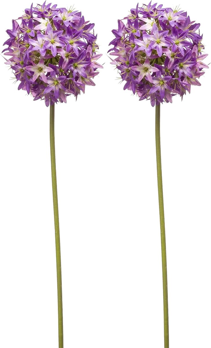 Emerald Allium/Sierui kunstbloem - 2x - losse steel - paars - 60 cm - Natuurlijke uitstraling