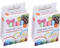 Topwrite Schoolbord krijtjes - 2x - pakje van 12x stuks - multi kleuren - speelgoed - Hobby/kantoorartikelen - Schoolartikelen