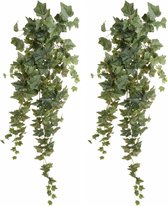 Emerald kunstplant/hangplant - 2x - Klimop/hedera - groen - 100 cm lang - Levensechte kunstplanten