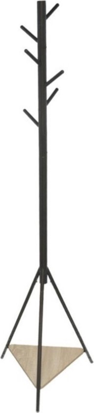 Gerimport - kapstok - zwart - metaal - staand - 6 haken op verschillende hoogtes - 180 cm
