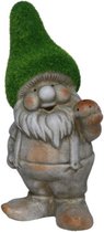 Gerimport tuinkabouter beeldje - Dwarf Barry - Polystone - grasgroene muts - 28 cm