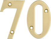 AMIG Huisnummer 70 - massief messing - 10cm - incl. bijpassende schroeven - gepolijst - goudkleur