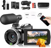 FHD 1080P 48MP 4K Camcorder voor YouTube, Video Vlogging Camera Recorder 18X Digitale Zoom 3.0'' 270 Graden Draaibaar IPS-scherm Camera Camcorder (Zwart)