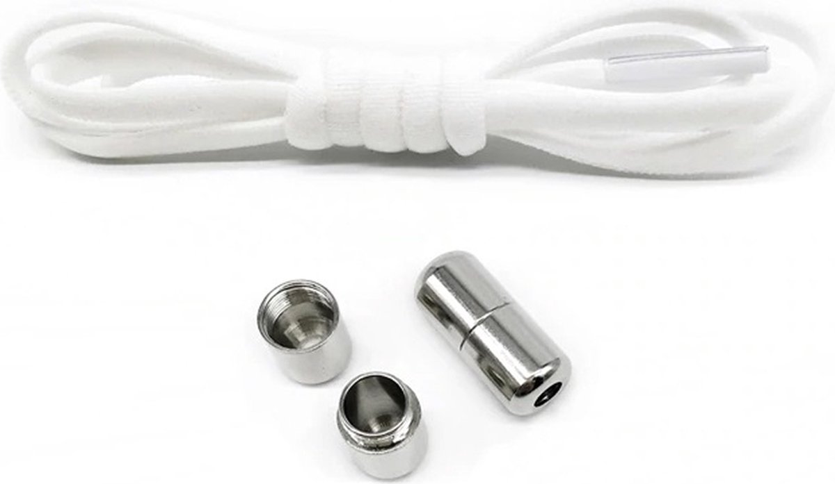 Hypify® | Elastische Veters met lock gesp | Schoenveters | Nooit meer strikken | Wit | No Tie | Metallic gesp