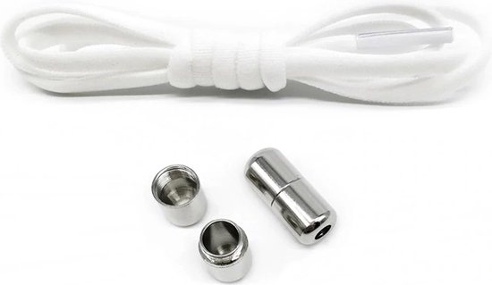 Hypify® | Elastische Veters met lock gesp | Schoenveters | Nooit meer strikken | Wit | No Tie | Metallic gesp