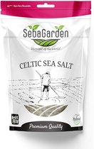 Seba Garden Sel de mer celtique gris, 1 kg, sachet refermable de sel de mer gris, récolté à la main, contient plus de 82 minéraux essentiels, Sel de mer celtique gris