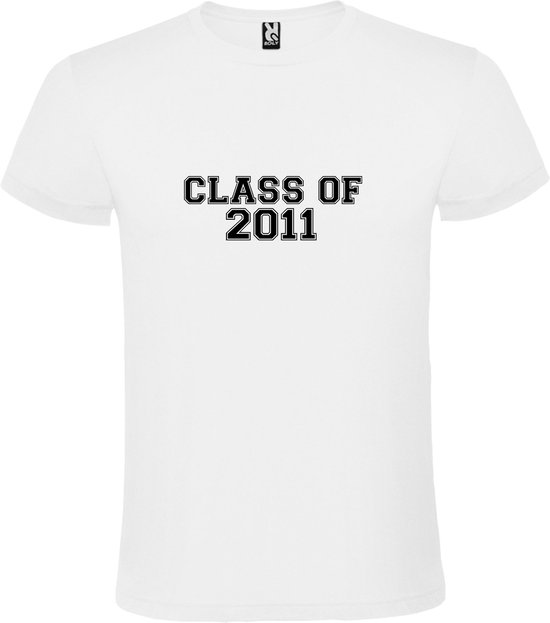 Wit T-Shirt met “Class of 2011 “ Afbeelding Zwart Size 3XL