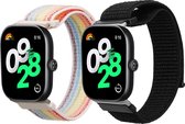 kwmobile Horlogebandjes geschikt voor Xiaomi Redmi Watch 4 / Band 8 Pro - 2 x Nylon Smartwatch bandje in zwart / meerkleurig.