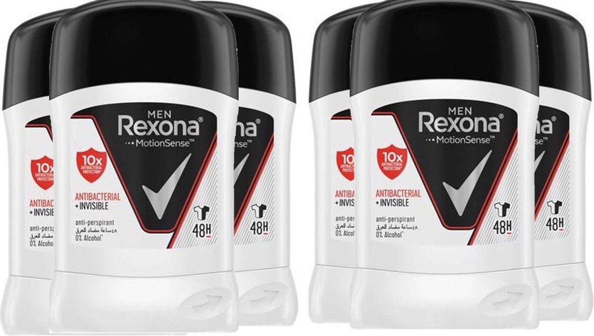 Goedkoopste Rexona Men Deo Stick - Invisible Black & White - Voordeelverpakking 6 x 40 Gram