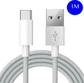 Femur USB-A naar USB-C – 1 Meter Kabel - Oplaadkabel Nylon – Samsung apparaten – Apple Apparaten - Universeel – Extra Stevig - USB-C naar USB-C - Grijs