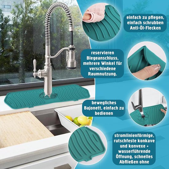 Protection Anti-éclaboussures D'Évier En Silicone 81,3 X 14 Cm - Tapis Robinet Pour Cuisine, Salle De Bain