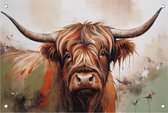 Tuinposter schotse hooglander - Schotse hooglander tuinposter - Posters dieren - Tuinposter - Buitenschilderij schutting - Poster - 60 x 40 cm