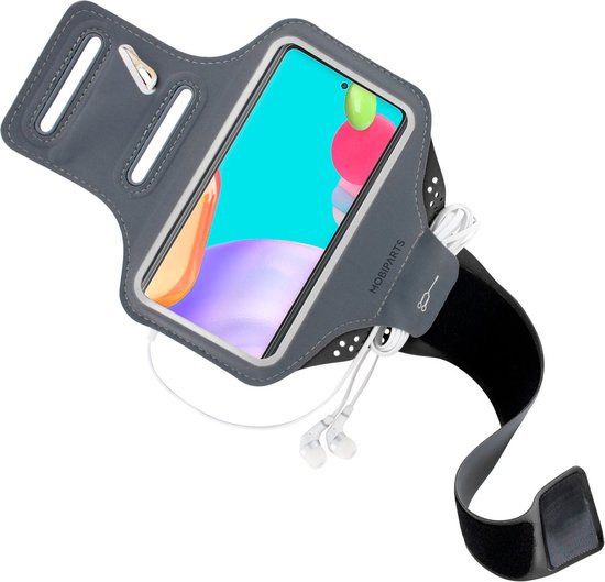 Foto: Mobiparts telefoonhoesje geschikt voor telefoonhouder hardlopen samsung galaxy a52s 5g sport hoesje neopreen mobiparts comfort fit sportarmband zwart