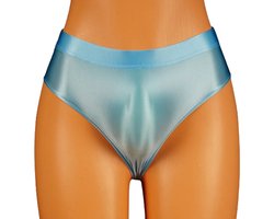 Satijnen Dames Slip voor Mannen – Glanzend – Hoge Taille – Blauw