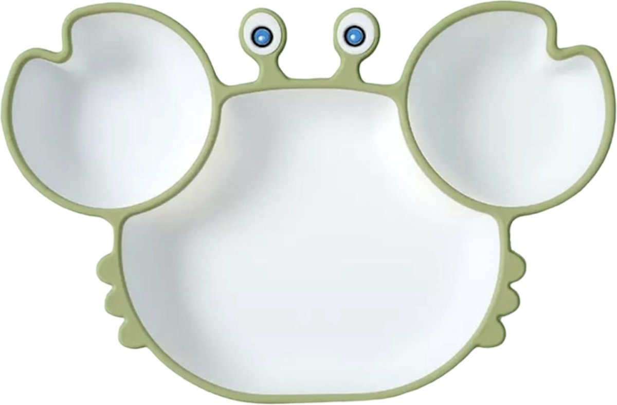 Goedkoopste KimDo - Kinderbord met vakjes en een zuignap - groen - Siliconen bord - antislip - kinderen - kinderservies- baby servies - baby bordje