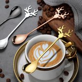 Eland roerlepel, roestvrij stalen koffie-suikerlepel, kerstlepel, dessertlepel, koffielepel, elandlepel, roestvrij staal, lepel voor het roeren van melkkoek, espresso, ijs, theelepel, servies