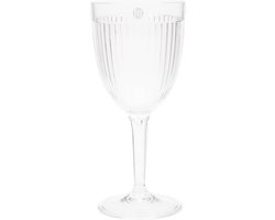Riviera Maison Wijnglas plastic transparant glas op voet met ribbel - Capri niet breekbaar glas voor buiten