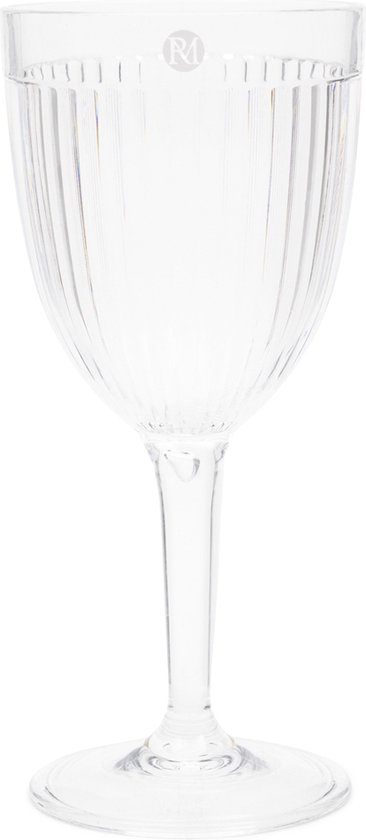 Riviera Maison Wijnglas plastic transparant glas op voet met ribbel - Capri niet breekbaar glas voor buiten