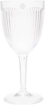 Riviera Maison Wijnglas plastic transparant glas op voet met ribbel - Capri niet breekbaar glas voor buiten