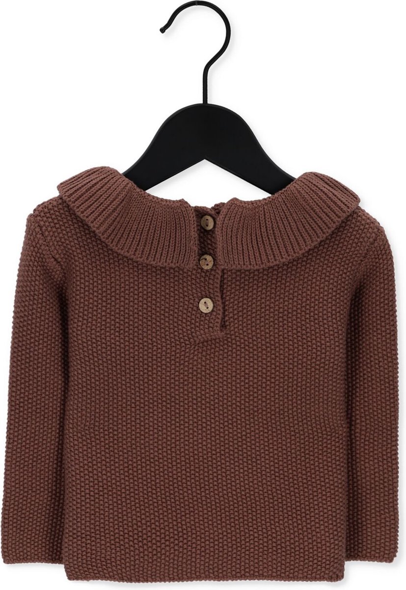 Quincy Mae Ruffle Collar Knit Sweater Truien & Vesten Unisex - Sweater - Hoodie - Vest- Bruin - Maat 4-5Y