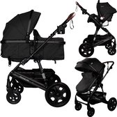 MamaLoes Marly 3 in 1 Kinderwagen - Zwart/Antraciet - Combi Kinderwagen incl. Autostoel