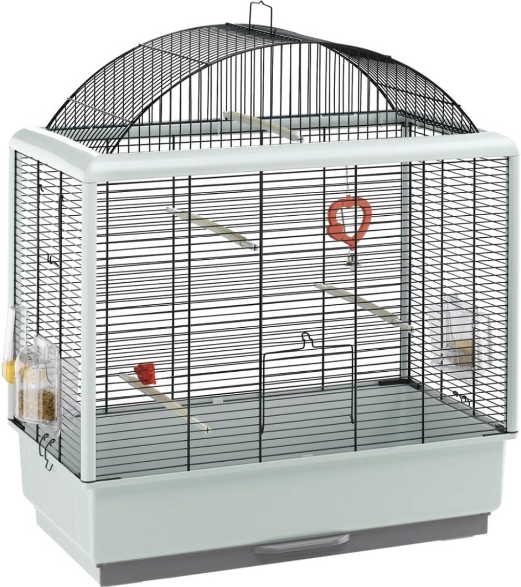 Parkietenkooi Grasparkiet Kooi Exotenkooi – Vogelspeelgoed Voederbak Vogelzitstokken – Zwart – 59 x 33 x H 69 cm