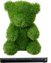 Grasdier- zittende beer hoofd voorwaarts 35 cm-grasfiguur-tuinknuffel-grasdieren-kunstgras-grasfiguur tuindecoratie-