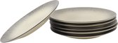 OTIX Dessert Assiettes à petit-déjeuner - Set d'Assiettes 6 Personnes - Zwart Taupe - 21cm - Céramique - TULIPE