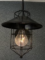 Industriële metalen wand solarlamp met bulb LED - zwart - wandlamp - hoogte 30 x 20 x 2 cm - Tuindecoratie - Tuinverlichting