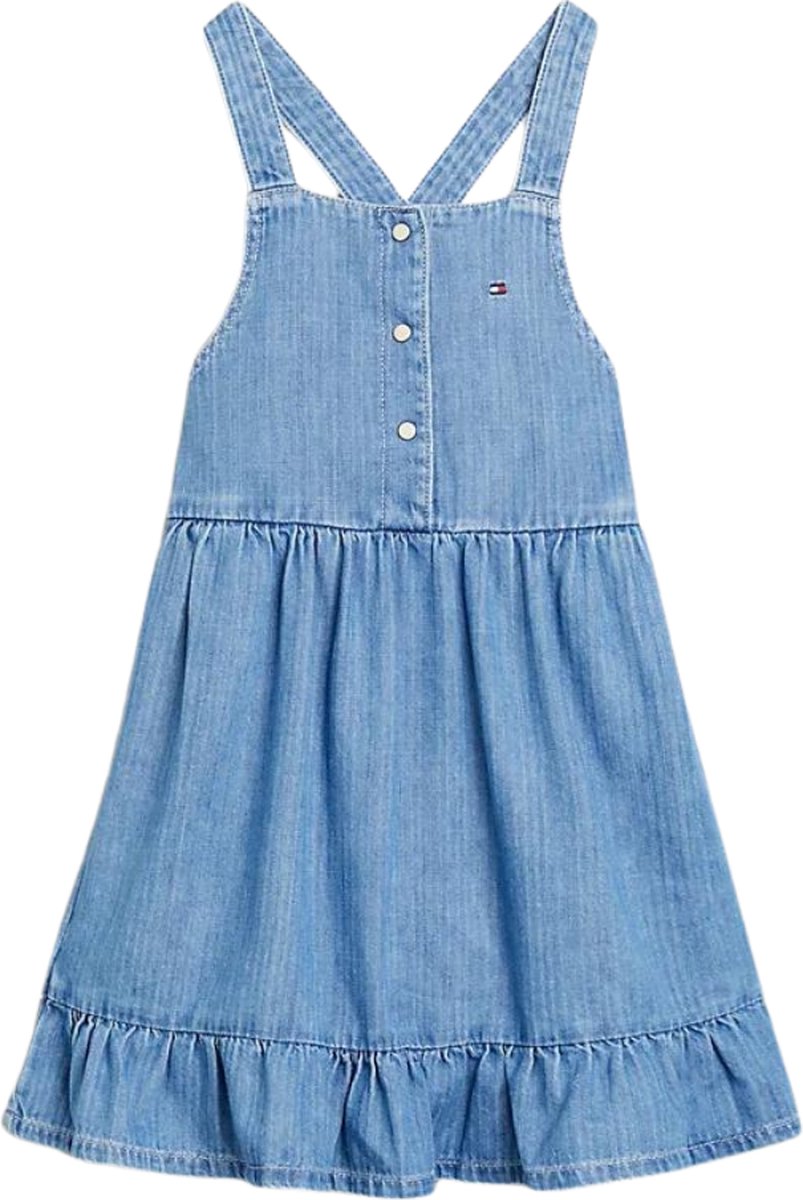Tommy Hilfiger STRAPPY SUMMERY DENIM DRESS Meisjes Jurk - Denim - Maat 12