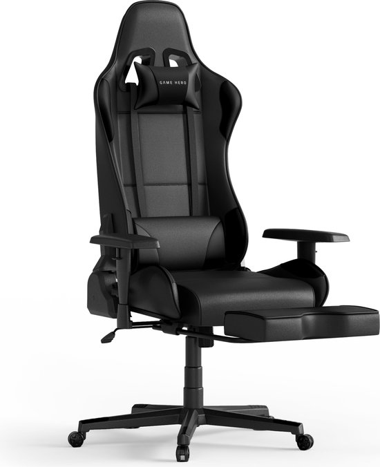 GAME HERO® Winner X1 Limited Edition - Gaming Chair - Gamestoel Met Voetsteun - Gamestoel Zwart