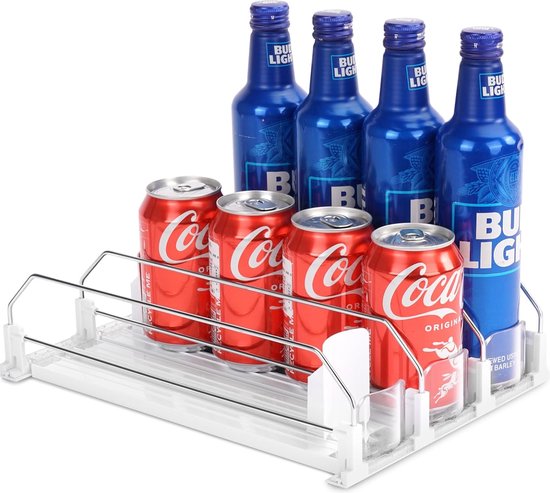 Foto: Automatische koelkastblikjesorganizer koelkastorganizer blikjeshouder dispenser voor drankjes bier frisdrank opbergruimte 12 blikjes in standaardformaat 330 ml 440 ml 500 ml