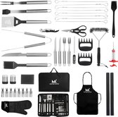 Master knives 42 Delig - Bbq Accesoires – Bbq Gereedschap – Bbq Set – RVS - Barbecue Tang, Vlees Thermometer, Spatel & Borstel