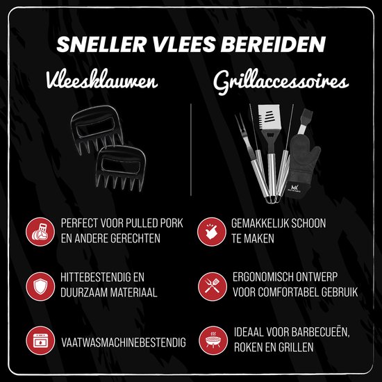 Master Knives 42 pièces - Accessoires BBQ – Outils BBQ – Set BBQ – Acier inoxydable