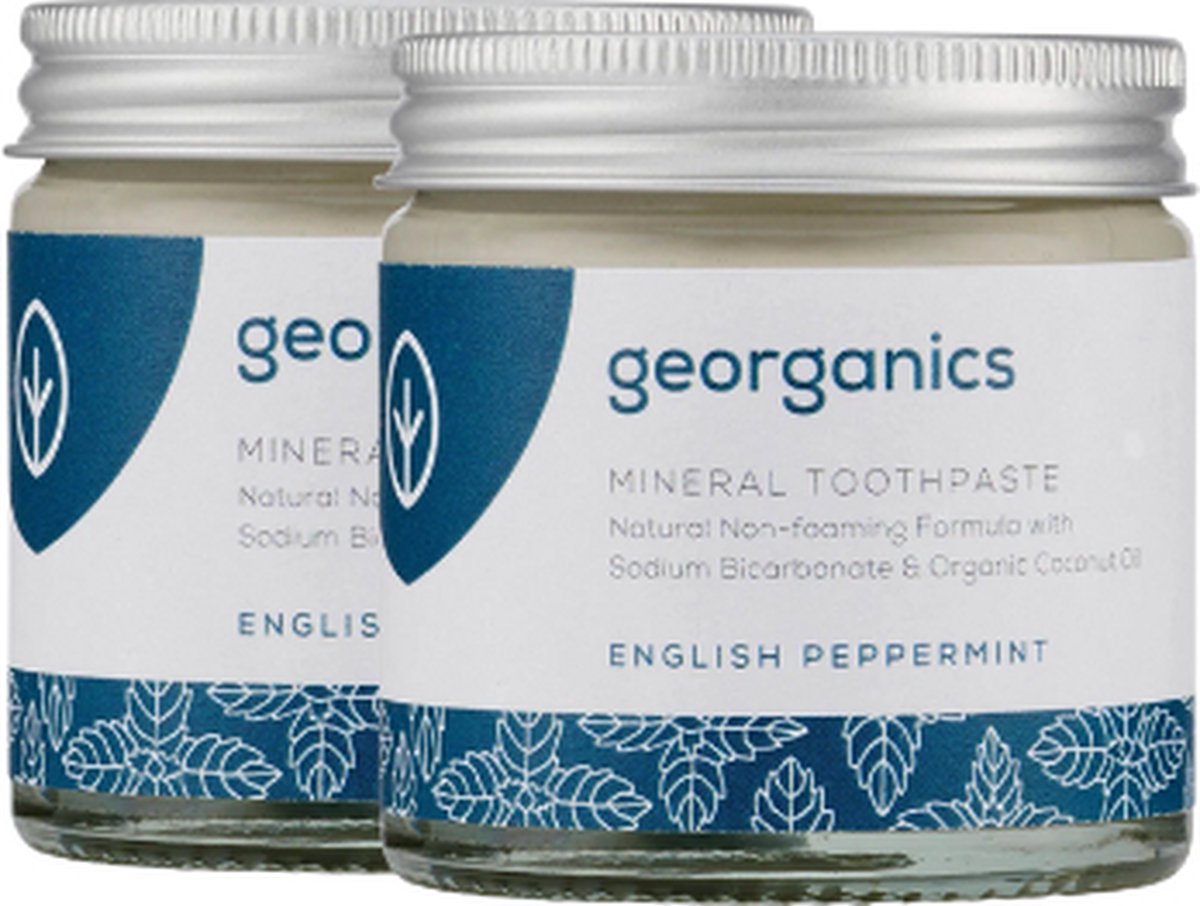 Georganics Minerale tandpasta – Pepermunt - 2 stuks - 120 gram