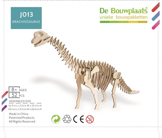 De Bouwplaats Bouwpakket 3D Puzzel Spinosaurus Dino Dinosaurus- hout | PUZZEL EN SPEL | Wij