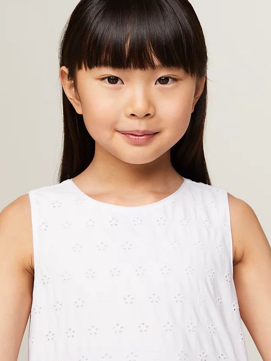 Tommy Hilfiger BRODERIE ANGLAISE MONOGRAM DRESS Robe Filles - White - Taille 14
