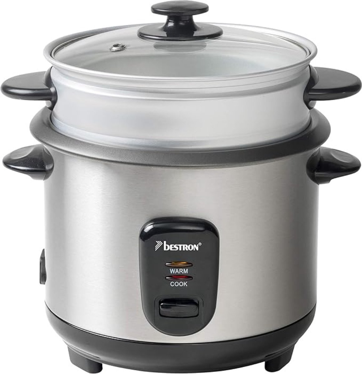 Luxe Elektrische Rijstkoker – Slimme Mechanische Slowcooker – Steam Basket – Warmhoudfunctie – 3 Lagen – 1L Compact Design – 400W - RVS – foto 4