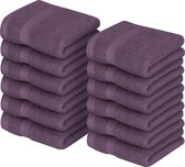 Premium Washandjes Set (12 Pak, 30 x 30 cm, Pruim) - 100% Cotton Flannel Gezichtsdoeken, Hoogwaardige Absorberende en Zachte Voelbare Vingertop Handdoeken
