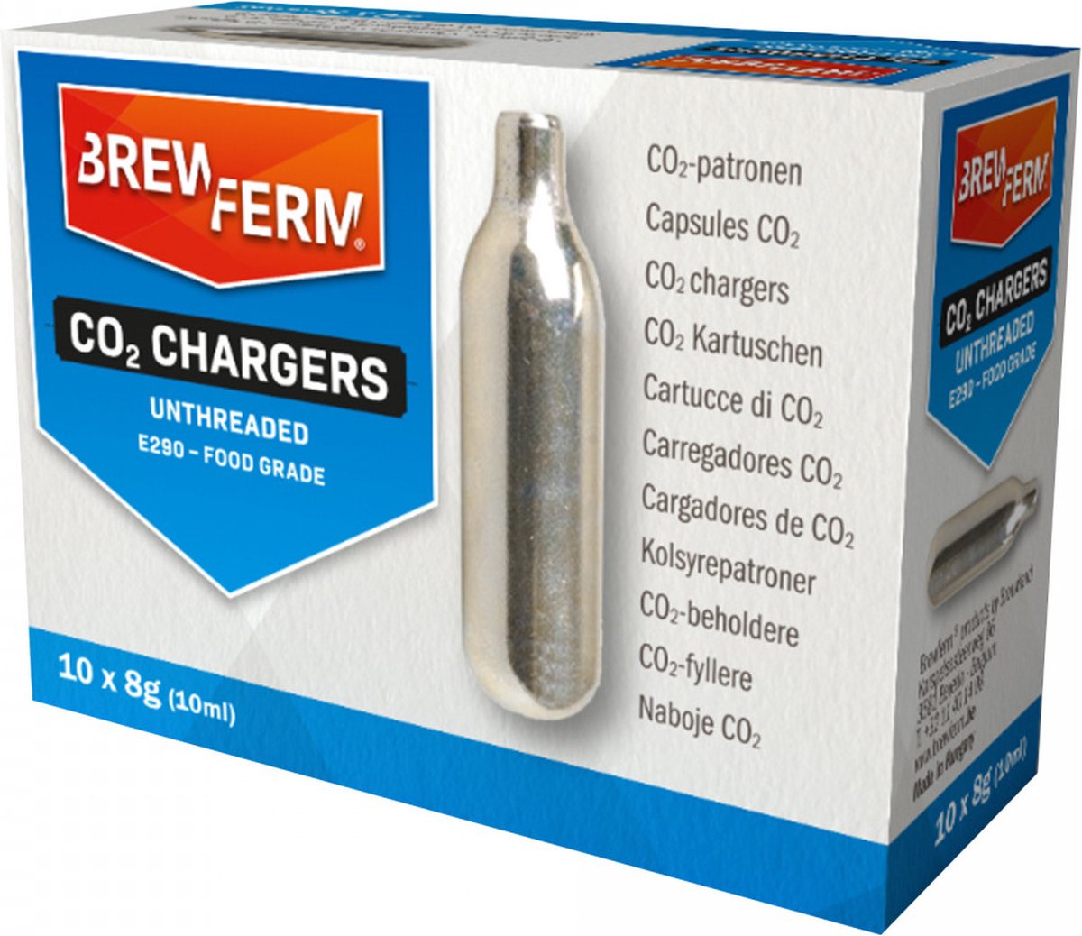 Brewferm® CO2 patronen - 8 g - voordeelverpakking - 10 stuks - luchtpatroon