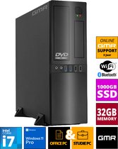 Intel Compleet Desktop PC | Intel Core i7 | 32 GB RAM | 1 TB SSD | DVD+RW | Windows 11 Pro | Business Office Multimedia Computer