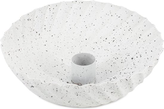 Metalen kaarsenstandaard bowl white dots