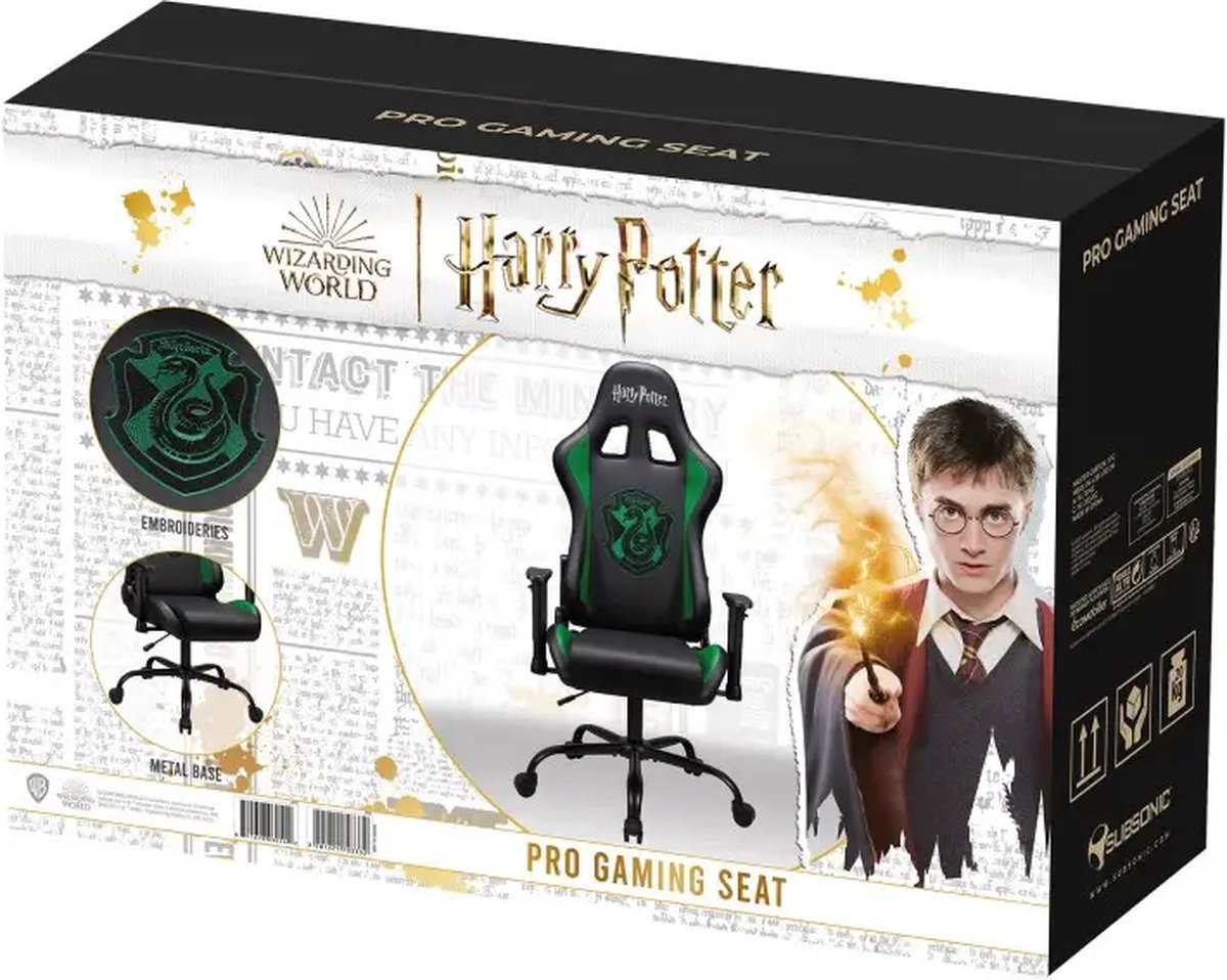 Subsonic Gamestoel - Pro Gamestoel Harry Potter Slytherin - Verstelbare Hoogte en Rugleuning - Zwart/Groen - SA5609-H2