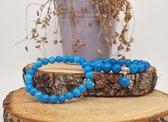 Handgemaakte Natuursteen Armbanden " Blauwe Agaat " 10 mm - Met Natuursteen Hanger - Een bijzonder cadeau voor vrienden en familie